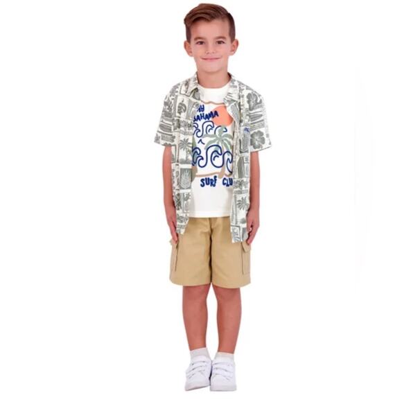 Boy’s Tropical Shirts Cargo Shorts 3 piece Set Size 5 NWT - Picture 11 of 13